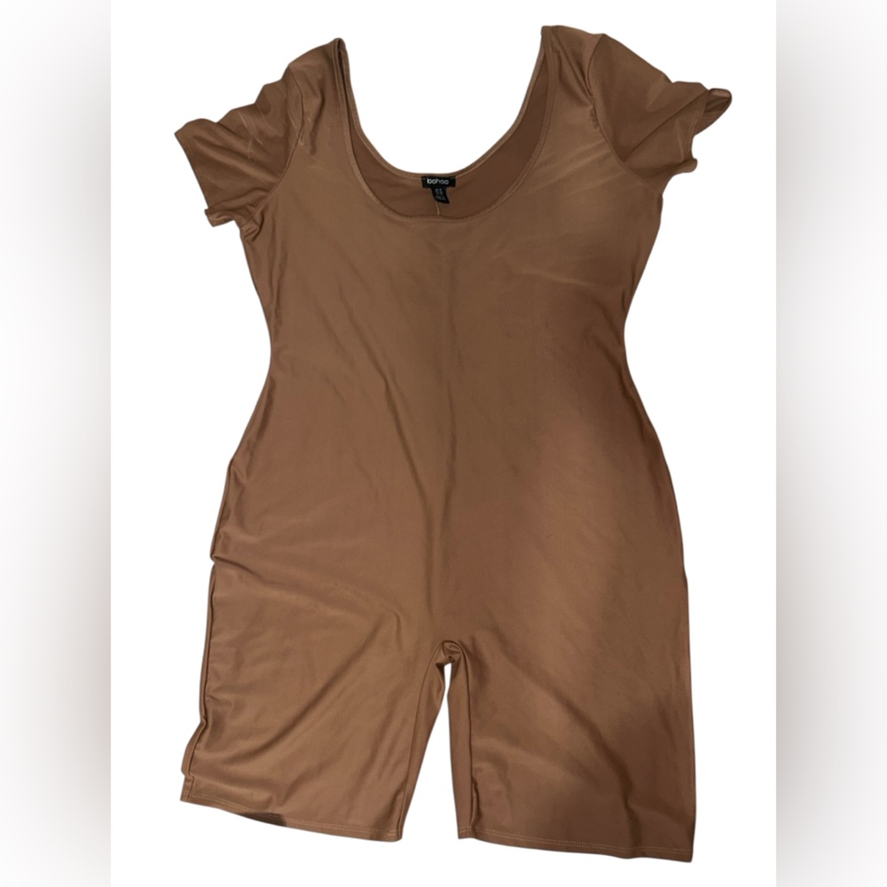 Boohoo Plus Brown bodysuit Shorts